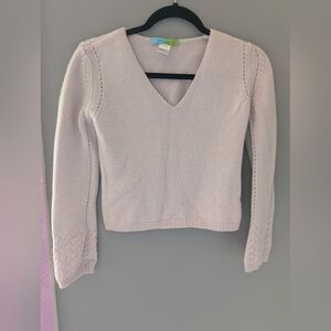 Beth Bowley V-Neck Lavender Cashmere Knit Sweater M